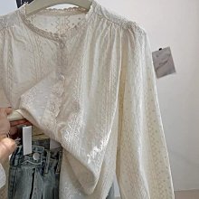NANAS【L02224】法式輕復古☕╻好漂亮！溫柔氣質米白色蕾絲領襯衫  預購