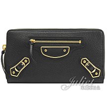 【茱麗葉精品】全新精品 BALENCIAGA 巴黎世家 專櫃商品 390187 Edge 金釦山羊皮拉鍊長夾.黑 預購