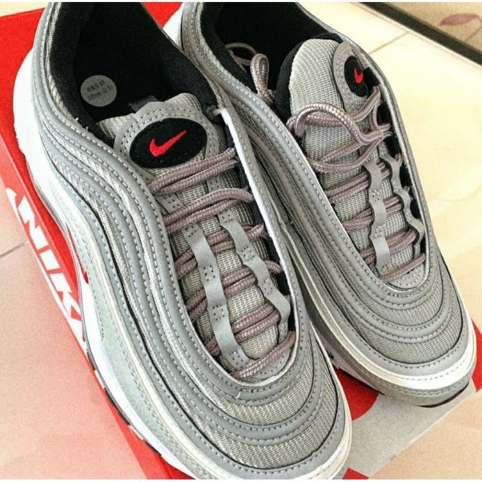 【正品】NIKE AIR MAX 97 OG QS 銀彈 銀色 反光 經典 紅勾884421-001慢跑鞋