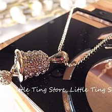 Little Ting Store:優雅仕女項鏈 不響的鈴鐺鑲鑽鎖骨鍊項鍊金色底水晶鑽 短項鍊頸鍊