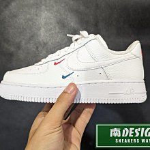 南🔥2023 7月 NIKE AIR FORCE 1 '07 藍紅小勾 復古 皮革 男女款 白 CT1989-101