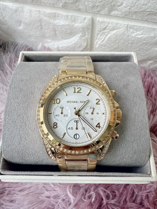 Michael Kors MK6762 香檳金色鋼帶三眼帶鑽手錶 女錶 台灣現貨三天內出貨不含假日下單前請先確認是否還有