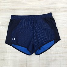 【愛莎＆嵐】 UNDER ARMOUR 女 藍色幾何圖形造型彈性腰圍運動短褲(內含三角褲)/XS 11208 28