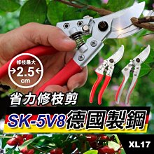 板橋現貨【SK-5V8德國鋼修枝剪】園林園藝 果樹花圃樹枝花草不鏽鋼剪刀 安全扣易收納 自動回彈【傻瓜批發】XL17