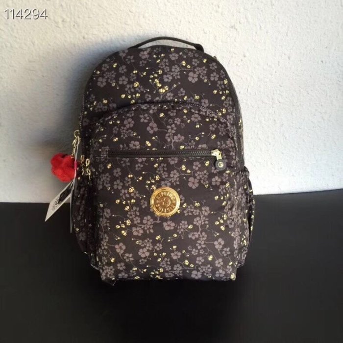 Kipling 猴子包 K21305 K10898 黑底金色印花 多用拉鍊款輕量雙肩後背包 大款 限時優惠 防水