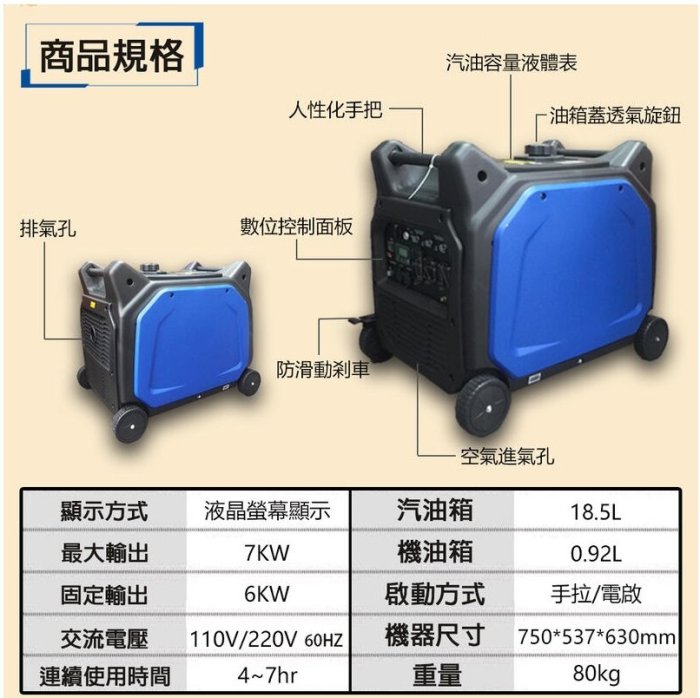 ㊣宇慶S鋪㊣3期0利率｜SE7000i｜二代日本ASAHI 電子啟動 雙電壓 四行程 靜音型變頻式發電機