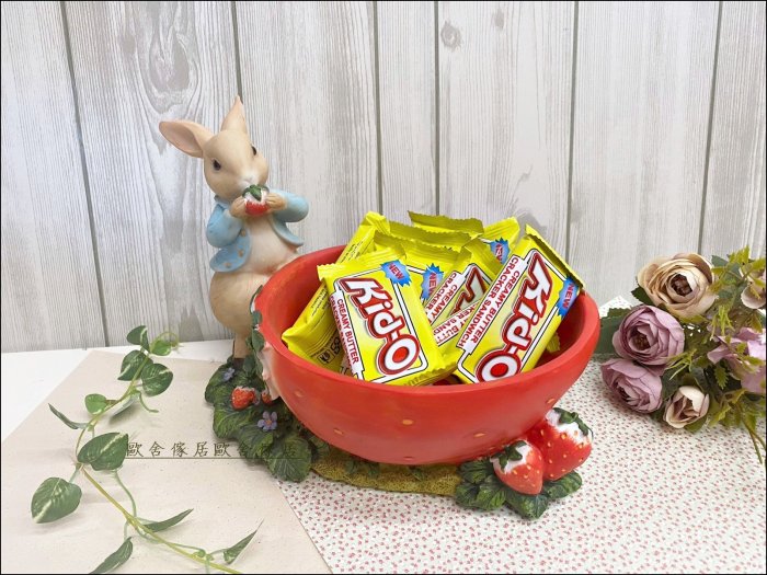 歐舍傢居 比得兔果盤 波麗製 紅色草莓兔子果盤 彼得兔果盤 比得兔置物盒 彼得兔糖果盒 比得兔桌上收納盤 置物盤