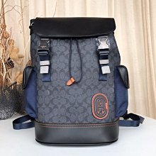 【小怡代購】  全新 COACH 79036 美國正品代購新款經典標誌帆布拼皮背包 男式後背包 雙肩包 大容量 超低直購