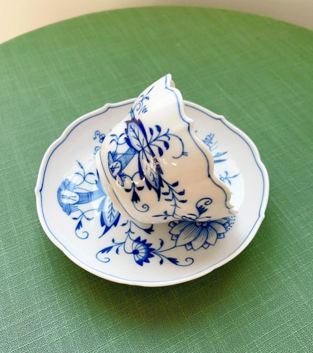 轉梅森Meissen一等藍洋蔥早餐杯/碗。可以裝燕窩/麥片/