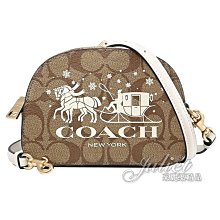 【茱麗葉精品】全新精品 COACH 專櫃商品 CN708 大馬車LOGO印花皮革迷你斜背包.駝/白 現貨