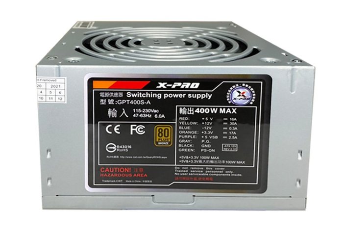 電腦天堂】X-PRO 400W 足瓦 銅牌 80Plus 電源供應器(電源 銅牌) GPT400S-A