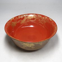 日本 明治 松鼠葡萄 木胎  剃紅 漆器大碗