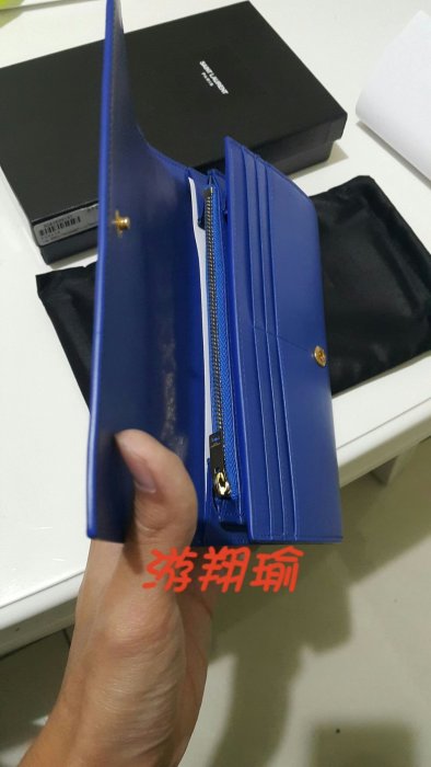 台灣公司貨 YSL 經典 時尚 長夾 6卡 零錢包 手拿包 寶石 藍 全新