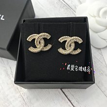 《真愛名牌精品》 Chanel A86504 金色 大雙C 交叉鑽 耳環 *全新品*