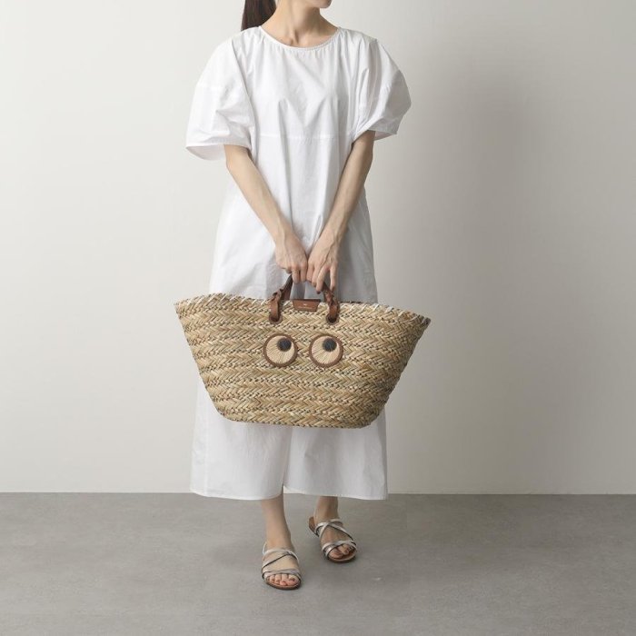 折扣預購】23春夏正品ANYA HINDMARCH Eyes Large Basket大眼睛大款草編