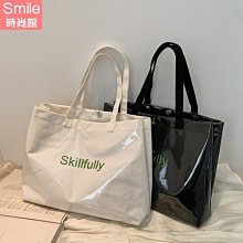 【P211】SMILE-休閒好搭‧帆布透明防水大容量單肩包袋