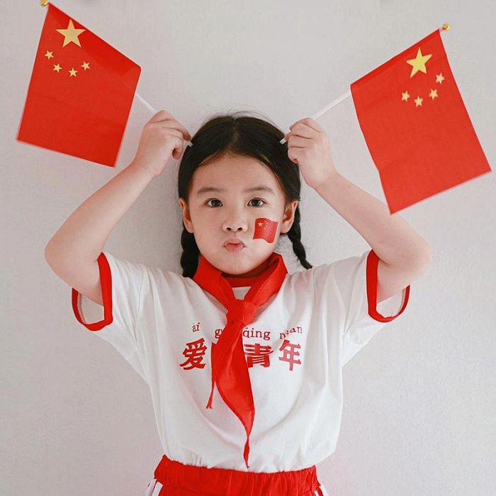 我愛中國貼紙五角星愛心臉貼手貼手搖紅旗運動會氛圍加油助威道具半米潮殼直購
