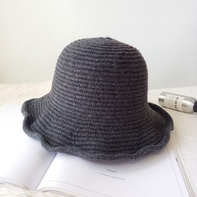 日本手工針織毛線帽 保暖帽 手勾簡約寬簷帽 秋冬條紋漁夫帽 盆帽 日本保暖帽