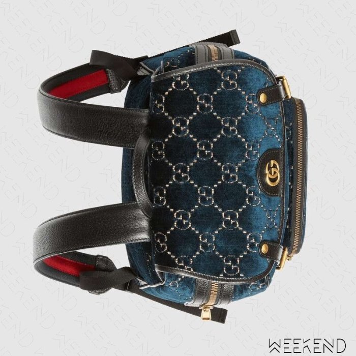 【WEEKEND】 GUCCI GG Velvet 絲絨 天鵝絨 後背包 藍色 574942 19早秋