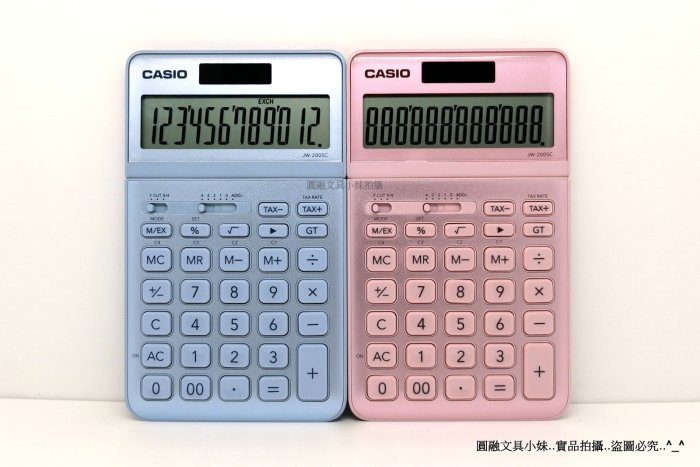 【圓融文具小妹】CASIO 卡西歐 計算機 12位大螢幕 可掀式面版 太陽能 粉紅/水藍 JW-200SC $950