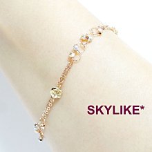 *SKYLIKE* 網販獨賣-香港進口585/14白K金、玫瑰金、黃K金亮面~繽紛雙鍊鑽砂珠~可調節手鍊，優雅風新貨y~