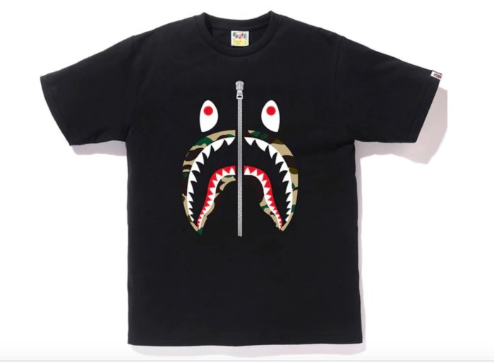 xsPC APE Bape 1st Camo Shark Tee初代綠黃迷彩鯊魚 Ｍ 現貨