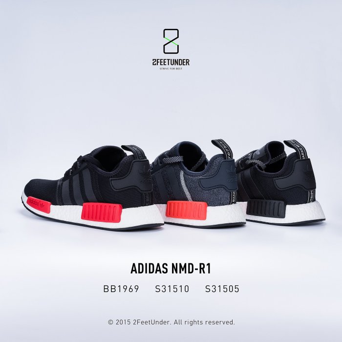 2FeetUnder - Adidas Originals NMD_R1 深灰紅 反光 S31510
