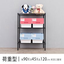 鐵架【荷重型 90x45x120cm 烤漆三層架】整體耐重300kg【架式館】波浪架/鐵力士架/層架/組合架/鐵架衣櫥