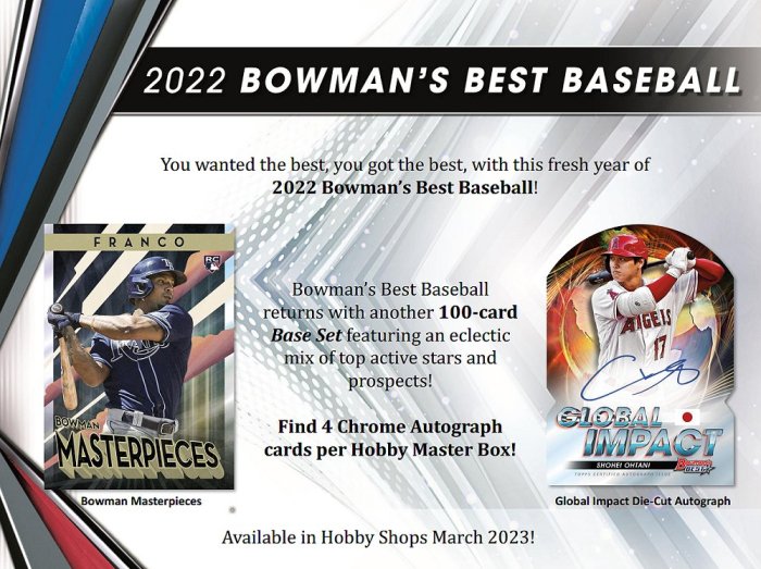 MLB 2022 Bowman's Best 弓箭手 最佳系列 棒球卡 卡盒 ( 一小盒 = 2張簽名卡 )