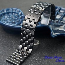 【時間探索】全新 不鏽鋼實心五珠摺疊扣-金屬錶帶 (26mm.24mm.20mm.20mm)