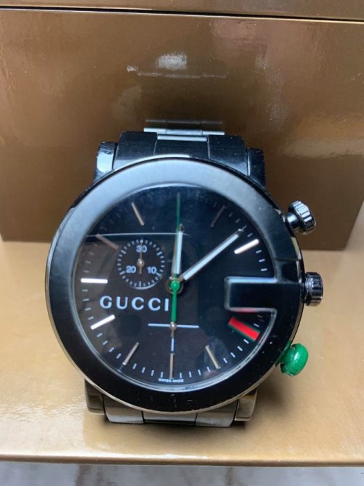 GUCCI 古馳  YA101331手錶 G-CHRONO 43mm 大G錶殼 鍍黑 計時