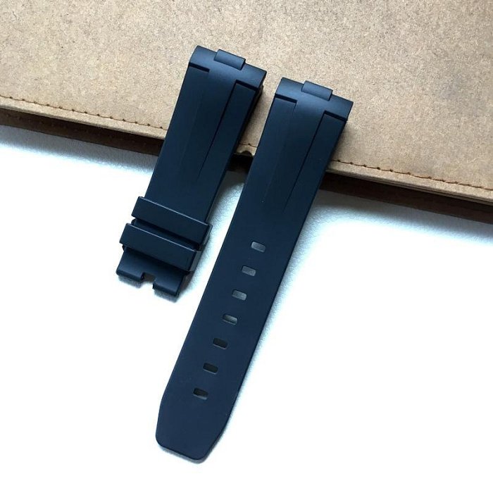 好品質弧形接口柔軟氟橡膠手錶帶代用沛納海PAM441/111/359腕帶墨綠24mm