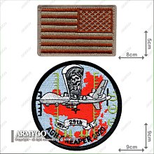 【ARMYGO】美國空軍 MQ-9 無人機攻擊中隊章+美國國旗(棕色版) (背面皆已車魔鬼氈)