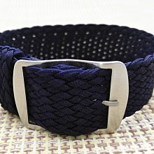 【錶帶家】20mm 21mm 深藍色(藏藍色) 貝倫帶 Perlon Strap 貝綸纖維錶帶拉銀絲扣貝綸帶