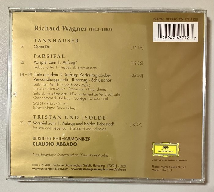 【簽名古典CD】阿巴多（Claudio Abbado）指揮華格納管弦樂作品選