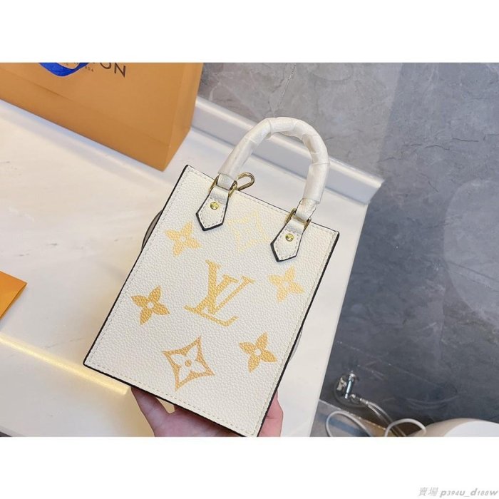 【Beibei二手】L V petit sac plat手袋 mini tote手提 香草黃 琴譜包M804