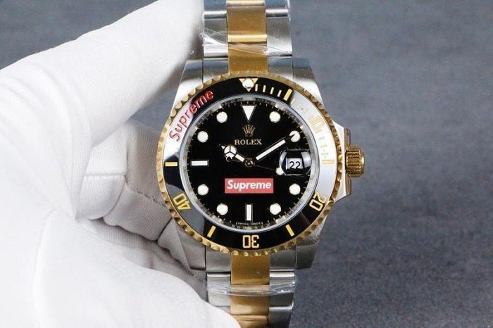 二手全新勞力士 ROLEX  Superme聯名水鬼系列 全自動機械機芯?40mm手錶  男錶 礦物質強化玻璃