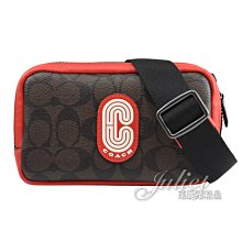 【茱麗葉精品】全新精品 COACH 專櫃商品 CE607 經典C LOGO印花斜背手機包.深咖/紅 現貨