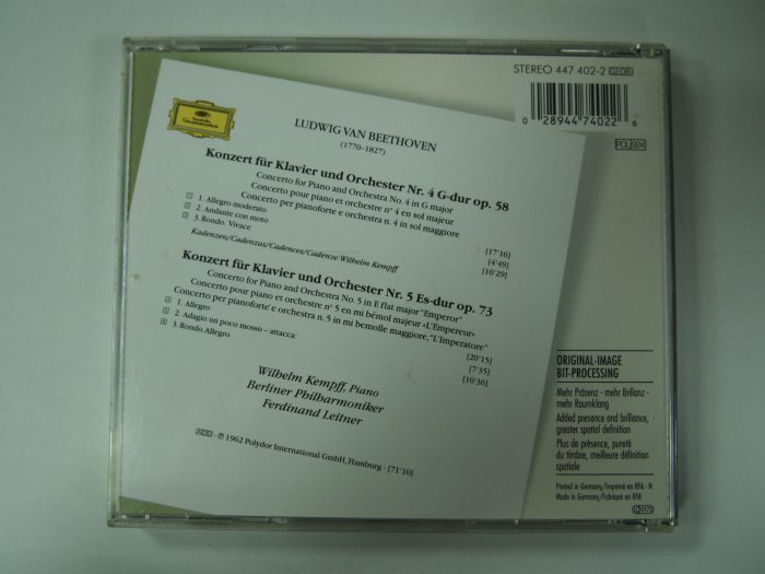 ◎MWM◎【二手CD】Beethoven: Klavierkonzerte Nr. 4 & 5 德版_1元起標無底價