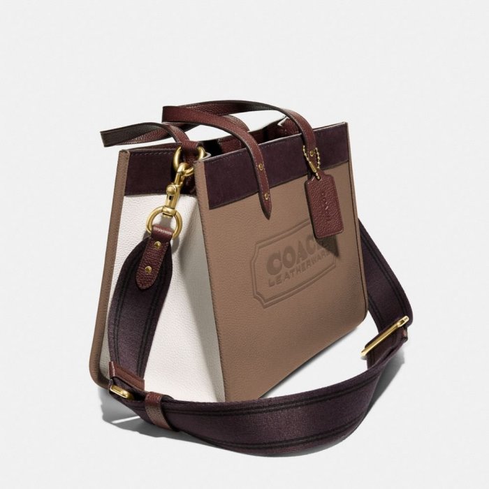 台灣現貨 Coach 斜背包 拖特包 C6035 奶茶拼色 Field Tote 30 全新正品 CELINE