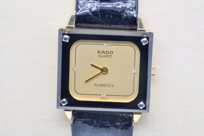 《寶萊精品》RADO 雷達表金黑黃方型石英女子錶