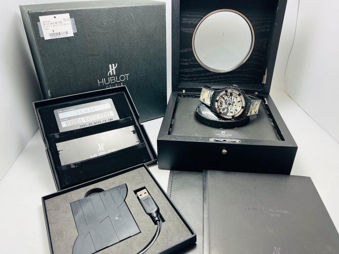 【黃忠政名錶】hublot big bang jungle 宇舶錶 限量250只 原鑲半寶石錶框 迷彩面盤 44mm 自動  陶瓷錶殼 9成新 附原廠保卡及錶盒