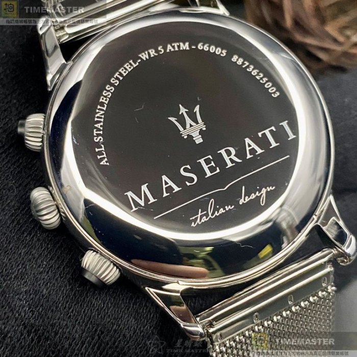 MASERATI手錶,編號R8873625003,42mm銀錶殼,銀色錶帶款