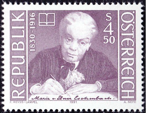 奧地利郵票---1991年---女作家埃申巴赫逝世75週年---雕刻版--- 1 全---F536---集錦專題