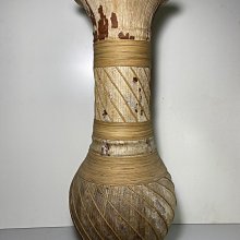 台灣 早期 紅磚胎  貼竹葉  大花瓶  高58公分