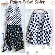 Polka Cotton Shirt 自然風大口袋雙線壓紋彩色包釦舒爽波卡印花罩衫 Size F(約M~L)