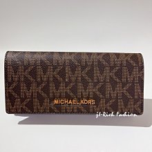 就愛精品店❤️  Michael Kors 經典ＭＫＬＯＧＯ 深咖啡色PVC材質長夾 # 35H6GYAE7B