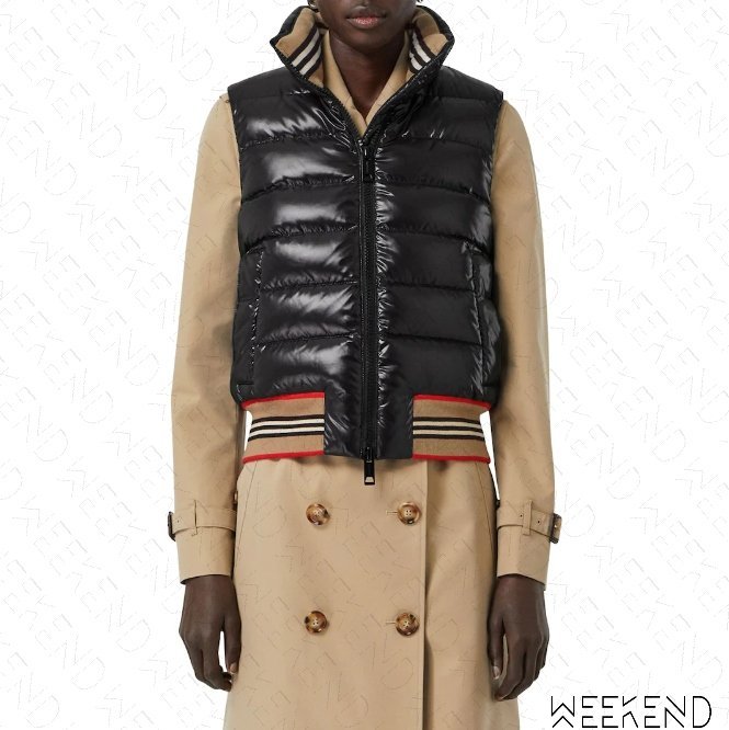 【WEEKEND】 BURBERRY Icon TB 條紋 羽絨 外套 背心 黑色 19秋冬