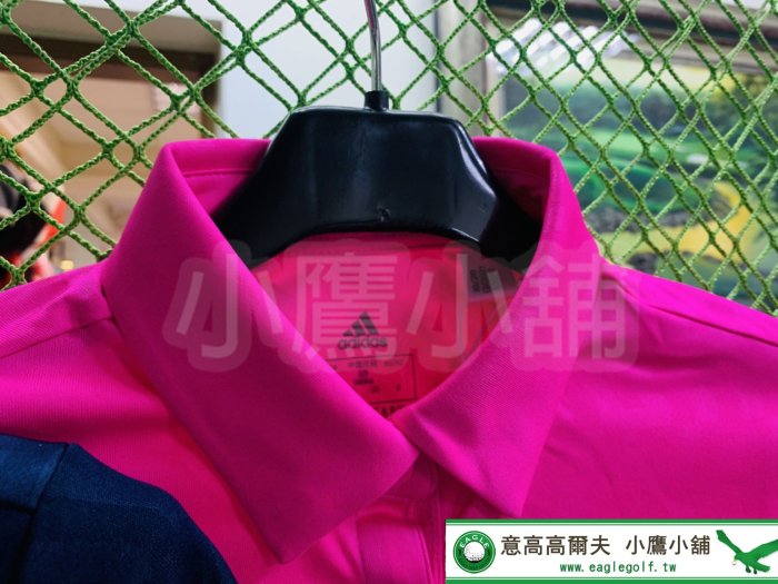 [小鷹小舖] Adidas Golf 阿迪達斯 高爾夫 女短袖POLO衫 彈性polo衫 舒展舒適感 深藍/粉紅 共兩色