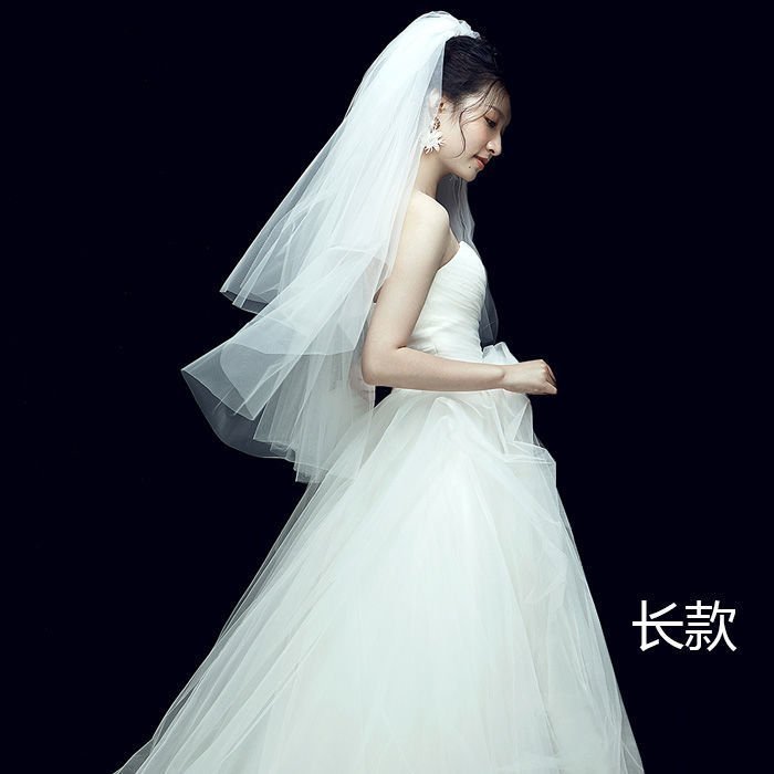 韓式新娘蓬蓬頭紗超仙多層婚紗新娘結婚頭紗領證簡約旅拍造型頭紗特價